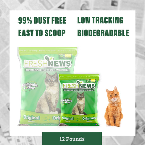 Fresh News Recycled Paper, Original Pellet Cat Litter, 25-lb